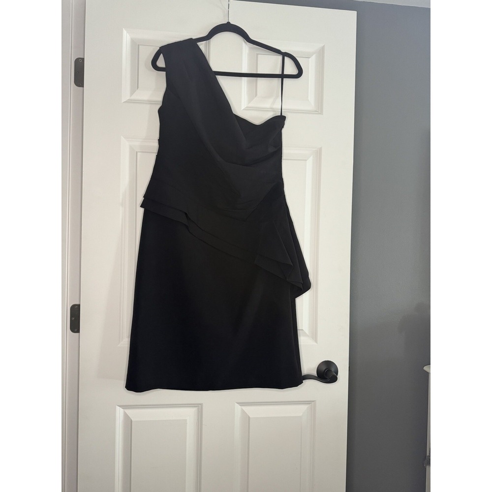 Ralph Lauren Cocktail One Shoulder Cowl Neck Dress Black Size 14